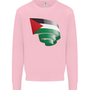 Curled Palestine Flag Palestinian Day Football Mens Sweatshirt Jumper Light Pink