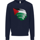 Curled Palestine Flag Palestinian Day Football Mens Sweatshirt Jumper Navy Blue