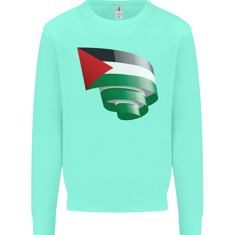 Curled Palestine Flag Palestinian Day Football Mens Sweatshirt Jumper Peppermint