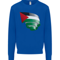 Curled Palestine Flag Palestinian Day Football Mens Sweatshirt Jumper Royal Blue