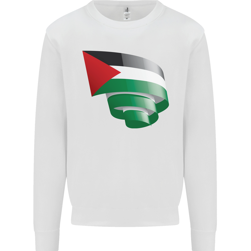 Curled Palestine Flag Palestinian Day Football Mens Sweatshirt Jumper White