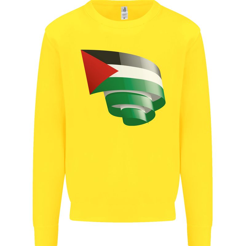 Curled Palestine Flag Palestinian Day Football Mens Sweatshirt Jumper Yellow
