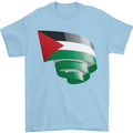 Curled Palestine Flag Palestinian Day Football Mens T-Shirt 100% Cotton Light Blue