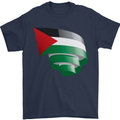 Curled Palestine Flag Palestinian Day Football Mens T-Shirt 100% Cotton Navy Blue