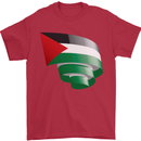 Curled Palestine Flag Palestinian Day Football Mens T-Shirt 100% Cotton Red