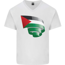 Curled Palestine Flag Palestinian Day Football Mens V-Neck Cotton T-Shirt White