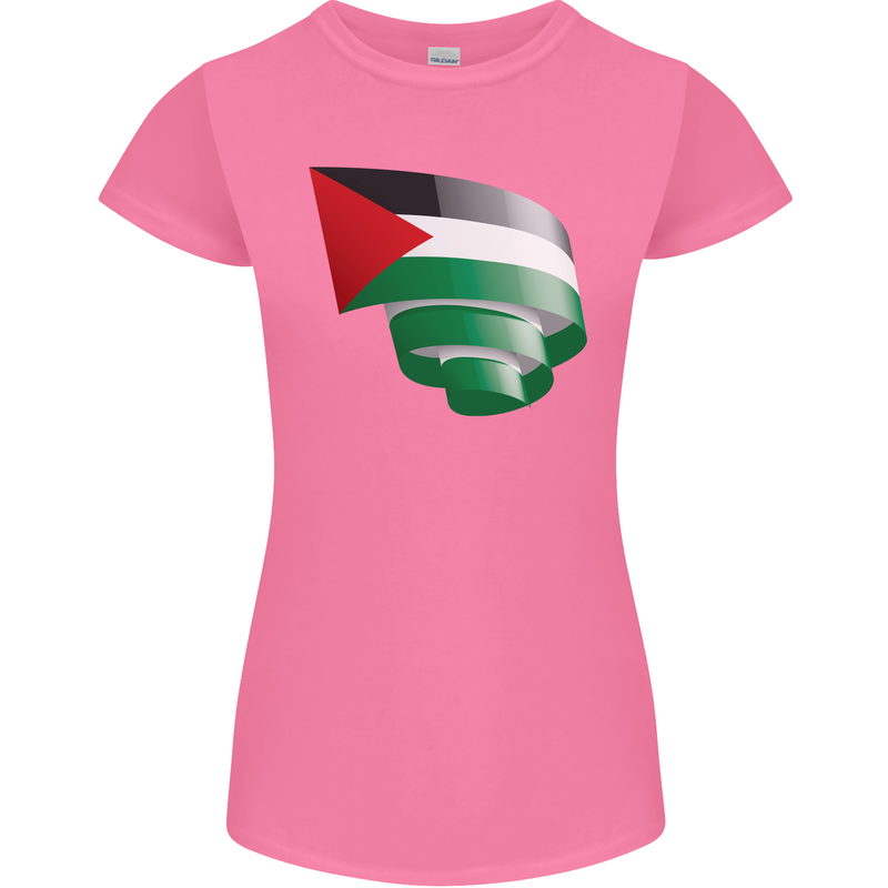 Curled Palestine Flag Palestinian Day Football Womens Petite Cut T-Shirt Azalea
