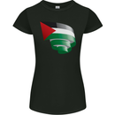 Curled Palestine Flag Palestinian Day Football Womens Petite Cut T-Shirt Black