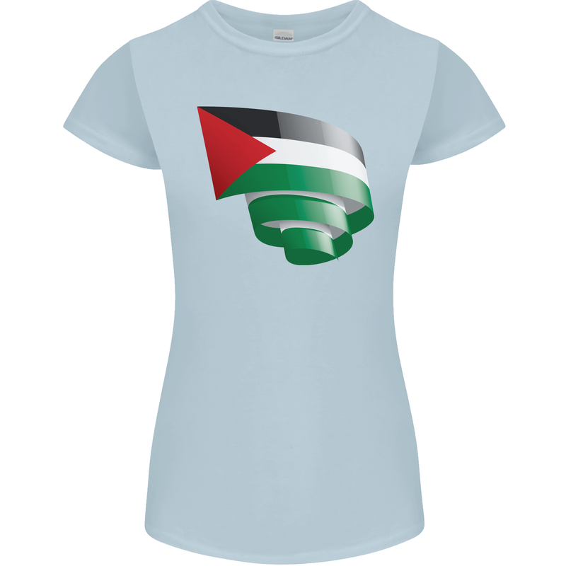 Curled Palestine Flag Palestinian Day Football Womens Petite Cut T-Shirt Light Blue