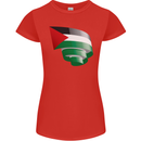 Curled Palestine Flag Palestinian Day Football Womens Petite Cut T-Shirt Red