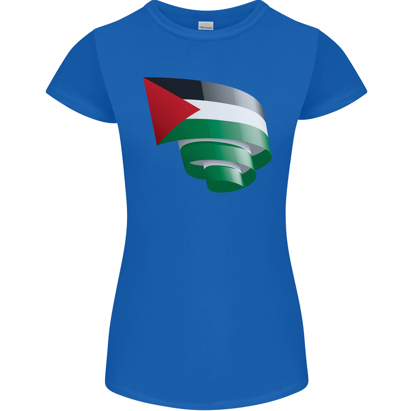 Curled Palestine Flag Palestinian Day Football Womens Petite Cut T-Shirt Royal Blue