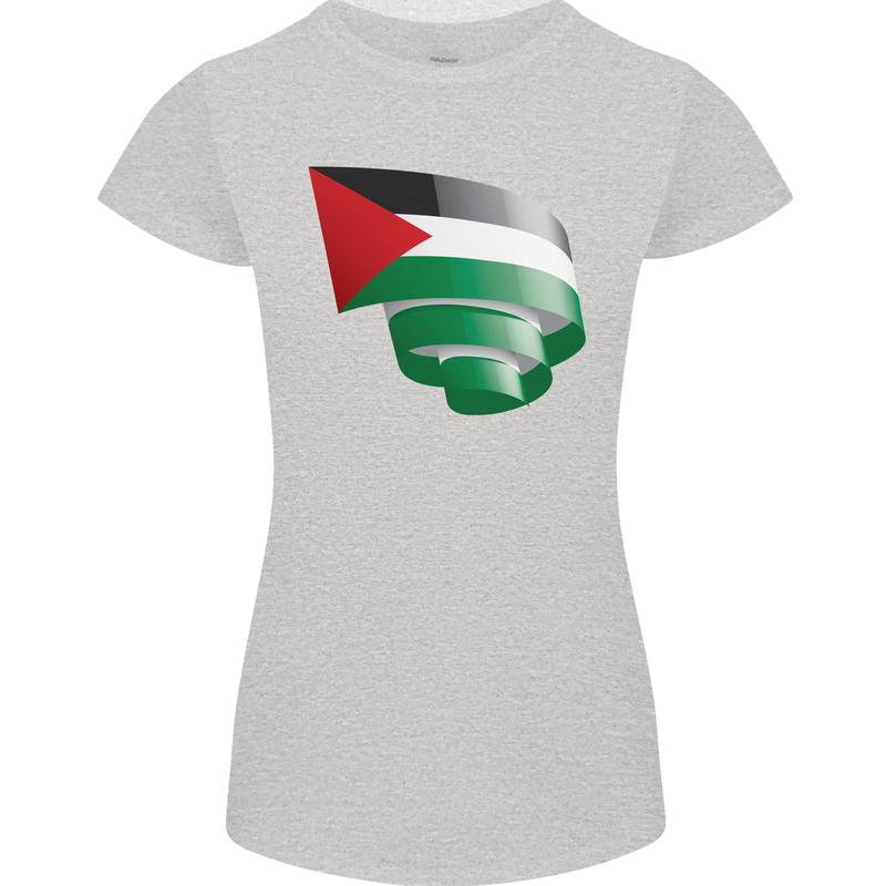 Curled Palestine Flag Palestinian Day Football Womens Petite Cut T-Shirt Sports Grey