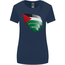 Curled Palestine Flag Palestinian Day Football Womens Wider Cut T-Shirt Navy Blue