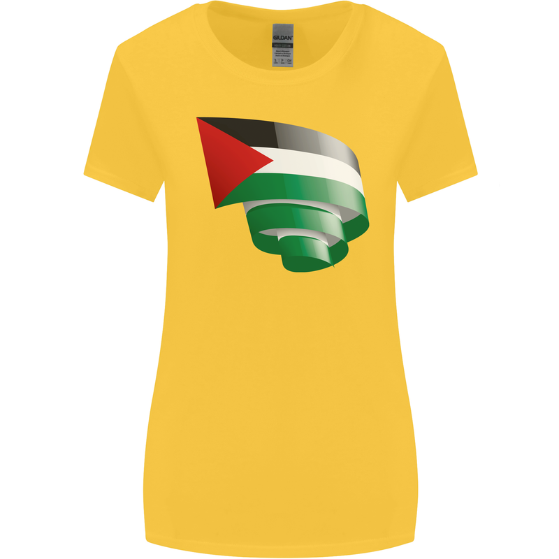 Curled Palestine Flag Palestinian Day Football Womens Wider Cut T-Shirt Yellow