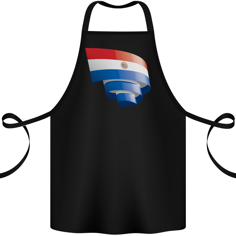 Curled Paraguay Flag Paraguayan Day Football Cotton Apron 100% Organic Black