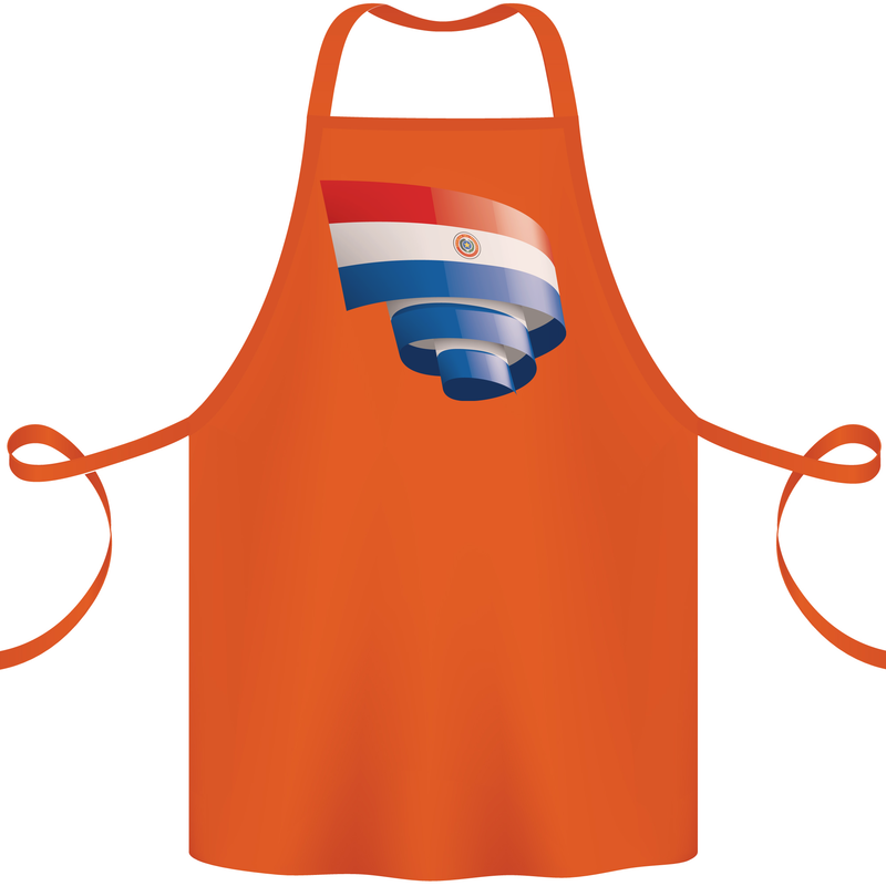 Curled Paraguay Flag Paraguayan Day Football Cotton Apron 100% Organic Orange