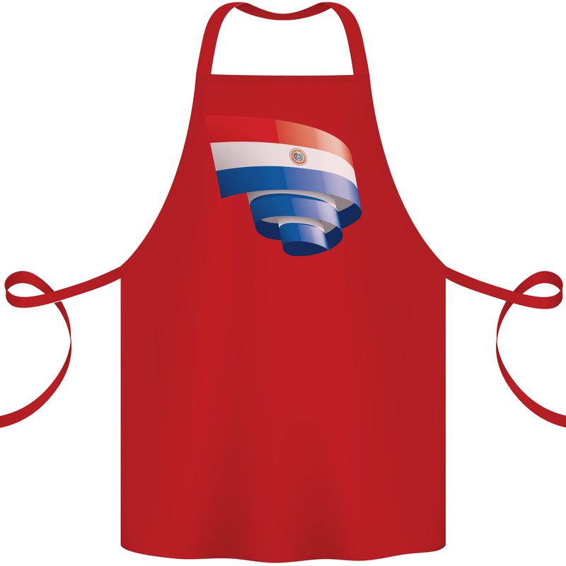 Curled Paraguay Flag Paraguayan Day Football Cotton Apron 100% Organic Red