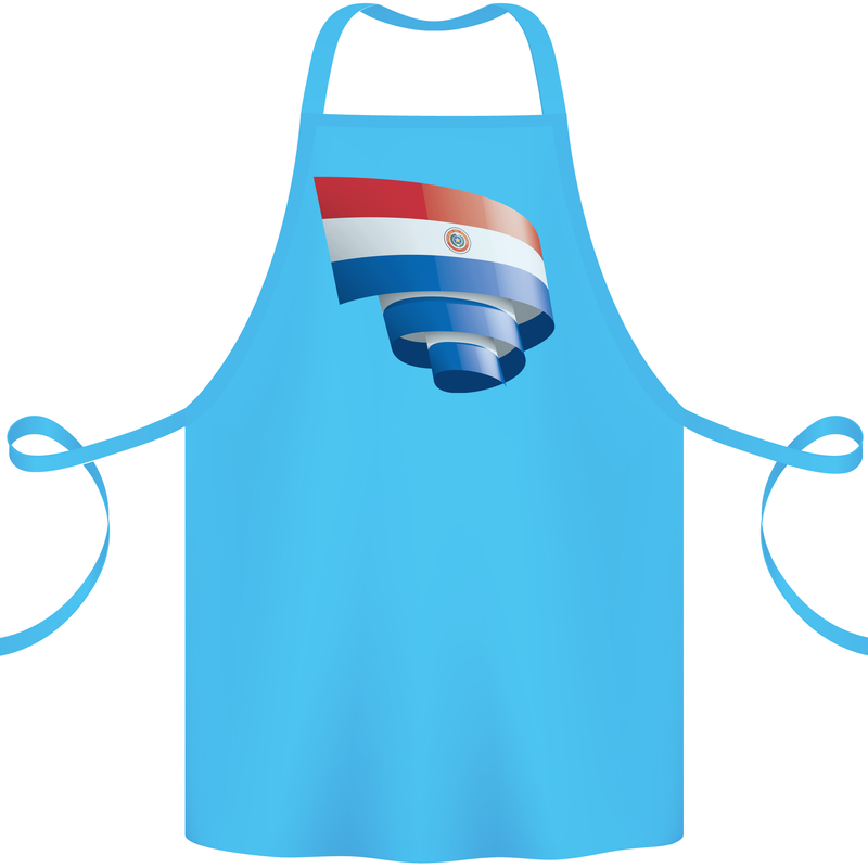 Curled Paraguay Flag Paraguayan Day Football Cotton Apron 100% Organic Turquoise