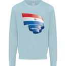 Curled Paraguay Flag Paraguayan Day Football Kids Sweatshirt Jumper Light Blue