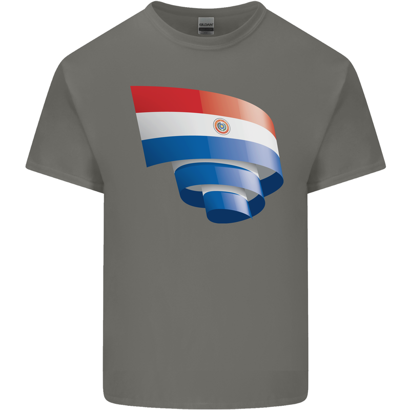 Curled Paraguay Flag Paraguayan Day Football Kids T-Shirt Childrens Charcoal