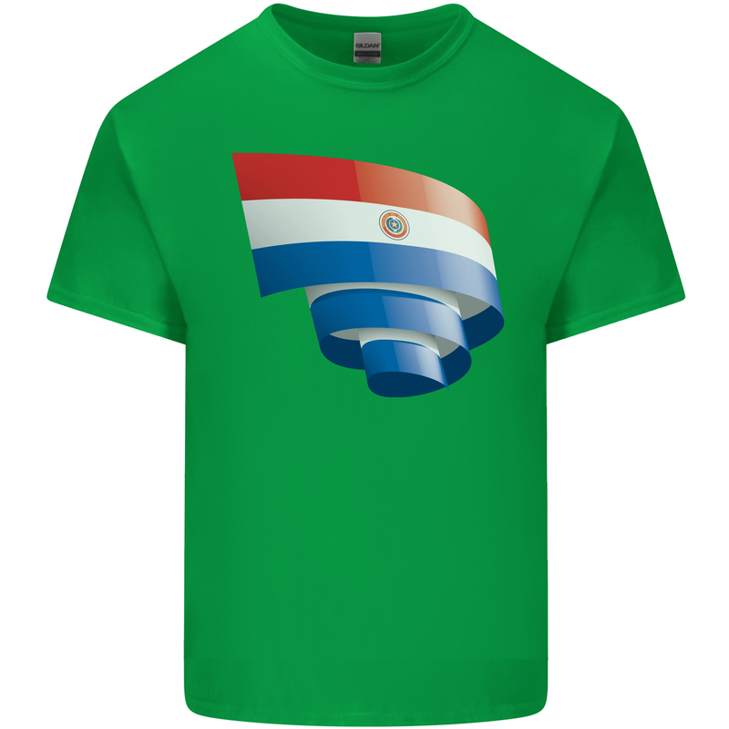 Curled Paraguay Flag Paraguayan Day Football Kids T-Shirt Childrens Irish Green