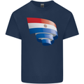 Curled Paraguay Flag Paraguayan Day Football Kids T-Shirt Childrens Navy Blue