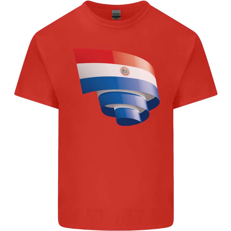 Curled Paraguay Flag Paraguayan Day Football Kids T-Shirt Childrens Red