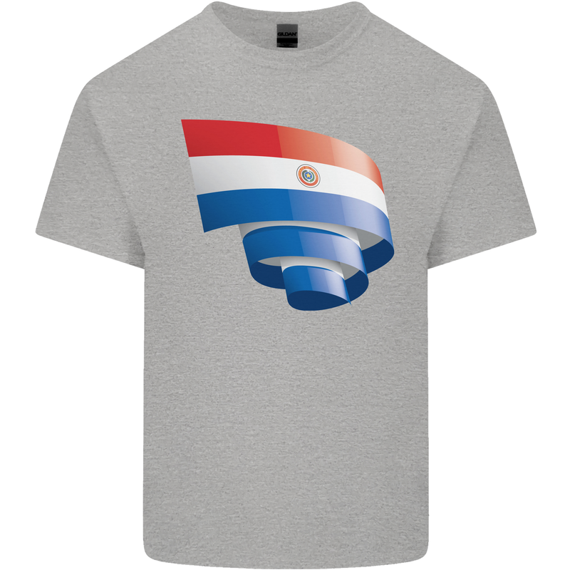 Curled Paraguay Flag Paraguayan Day Football Kids T-Shirt Childrens Sports Grey