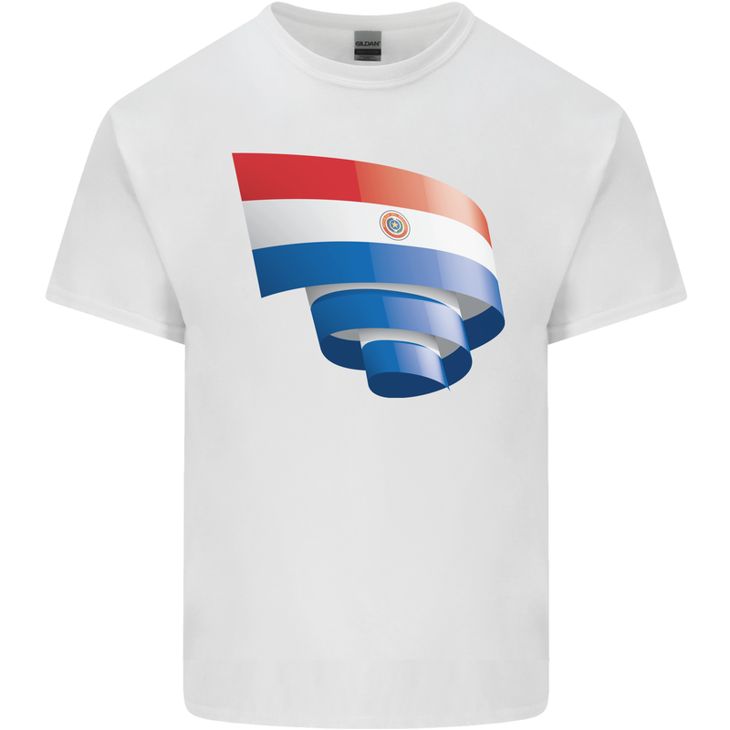 Curled Paraguay Flag Paraguayan Day Football Kids T-Shirt Childrens White