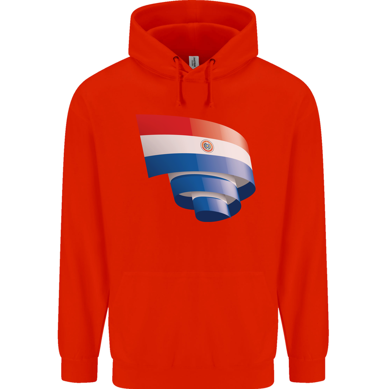 Curled Paraguay Flag Paraguayan Day Football Mens 80% Cotton Hoodie Bright Red