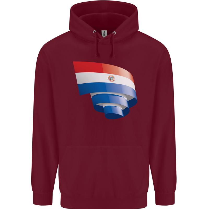 Curled Paraguay Flag Paraguayan Day Football Mens 80% Cotton Hoodie Maroon