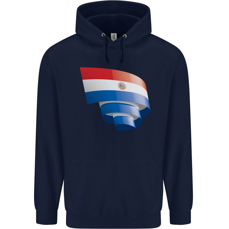 Curled Paraguay Flag Paraguayan Day Football Mens 80% Cotton Hoodie Navy Blue