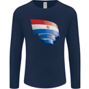 Curled Paraguay Flag Paraguayan Day Football Mens Long Sleeve T-Shirt Navy Blue