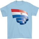 Curled Paraguay Flag Paraguayan Day Football Mens T-Shirt 100% Cotton Light Blue
