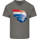 Curled Paraguay Flag Paraguayan Day Football Mens V-Neck Cotton T-Shirt Charcoal