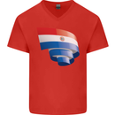 Curled Paraguay Flag Paraguayan Day Football Mens V-Neck Cotton T-Shirt Red