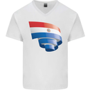 Curled Paraguay Flag Paraguayan Day Football Mens V-Neck Cotton T-Shirt White