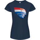 Curled Paraguay Flag Paraguayan Day Football Womens Petite Cut T-Shirt Navy Blue