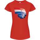 Curled Paraguay Flag Paraguayan Day Football Womens Petite Cut T-Shirt Red