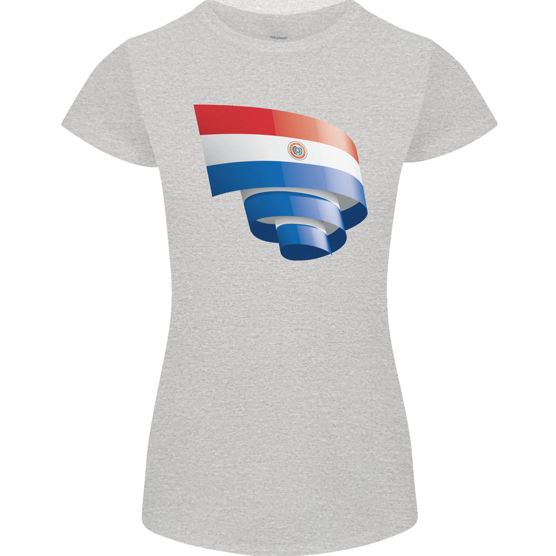 Curled Paraguay Flag Paraguayan Day Football Womens Petite Cut T-Shirt Sports Grey