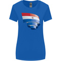 Curled Paraguay Flag Paraguayan Day Football Womens Wider Cut T-Shirt Royal Blue
