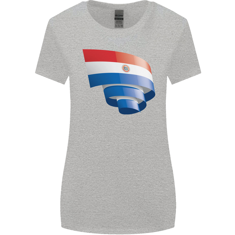 Curled Paraguay Flag Paraguayan Day Football Womens Wider Cut T-Shirt Sports Grey
