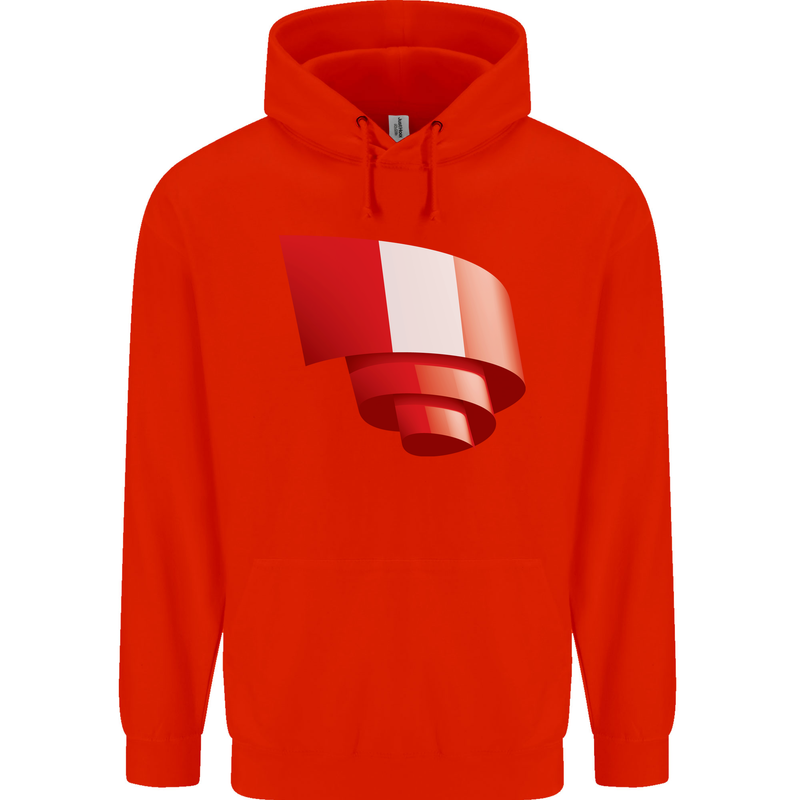 Curled Peru Flag Peruvian Day Football Childrens Kids Hoodie Bright Red