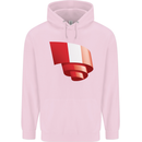 Curled Peru Flag Peruvian Day Football Childrens Kids Hoodie Light Pink