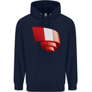 Curled Peru Flag Peruvian Day Football Childrens Kids Hoodie Navy Blue