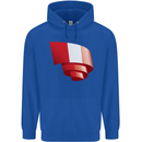 Curled Peru Flag Peruvian Day Football Childrens Kids Hoodie Royal Blue