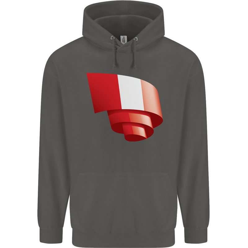 Curled Peru Flag Peruvian Day Football Childrens Kids Hoodie Storm Grey