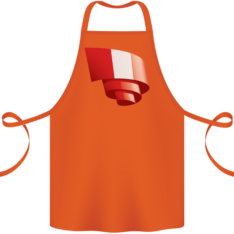 Curled Peru Flag Peruvian Day Football Cotton Apron 100% Organic Orange