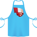 Curled Peru Flag Peruvian Day Football Cotton Apron 100% Organic Turquoise