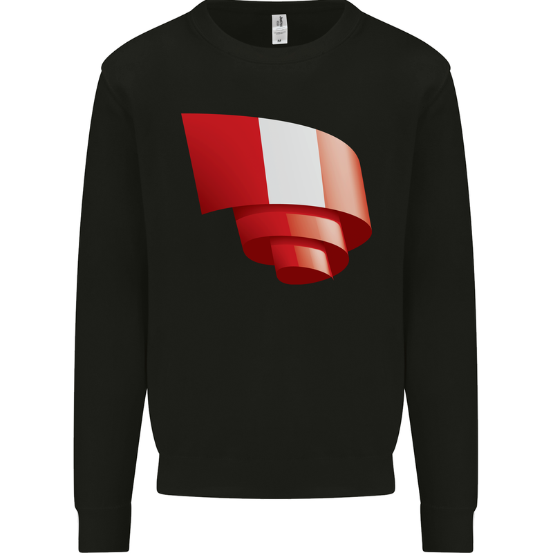 Curled Peru Flag Peruvian Day Football Kids Sweatshirt Jumper Black
